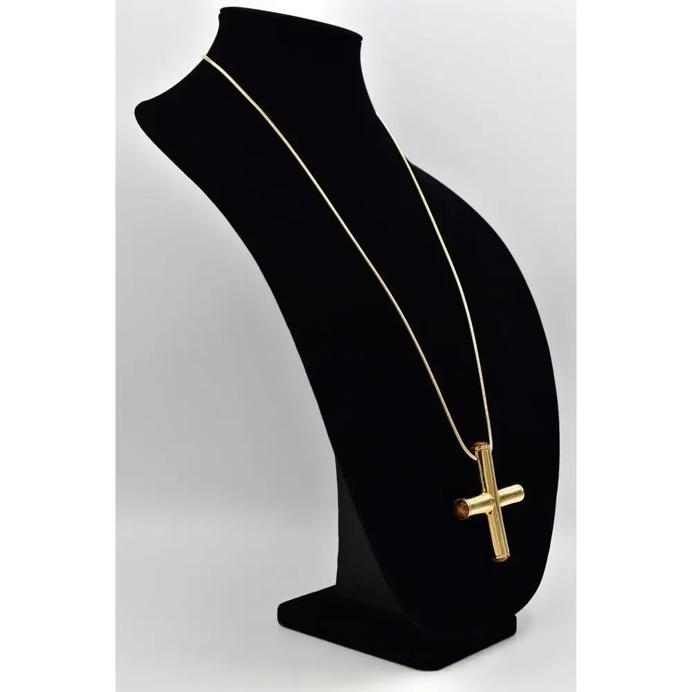 Anne Klein Accessocraft Vintage Cross Necklace Weighted Gold Chunky Signed BinBL